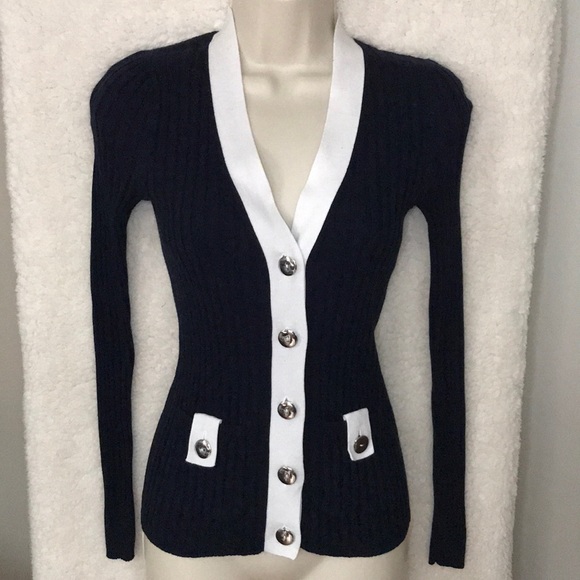 Banana Republic Sweaters - Banana Republic XS Navy Nautical Ribbed Cardigan